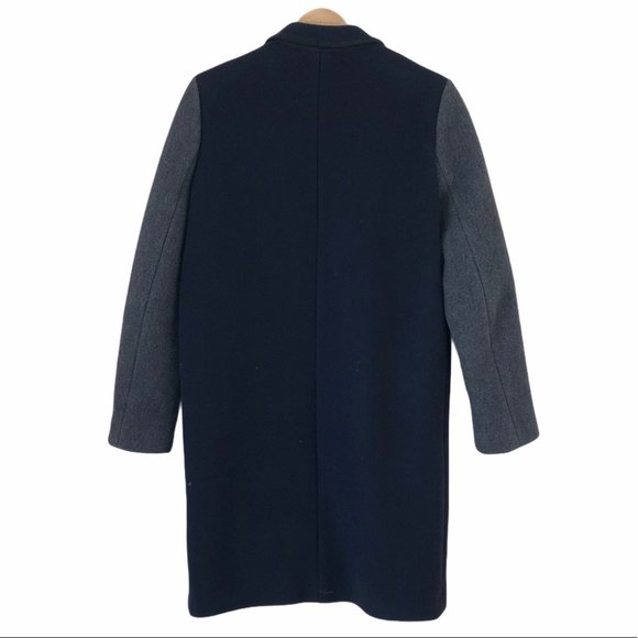Sandro Paris Navy Colorblock Tailored Wool Coat 36 - Picture 2 of 15